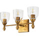 Fun Finial 3 Light 22 inch Gold Leaf with Antique Vanity Light Wall Light
